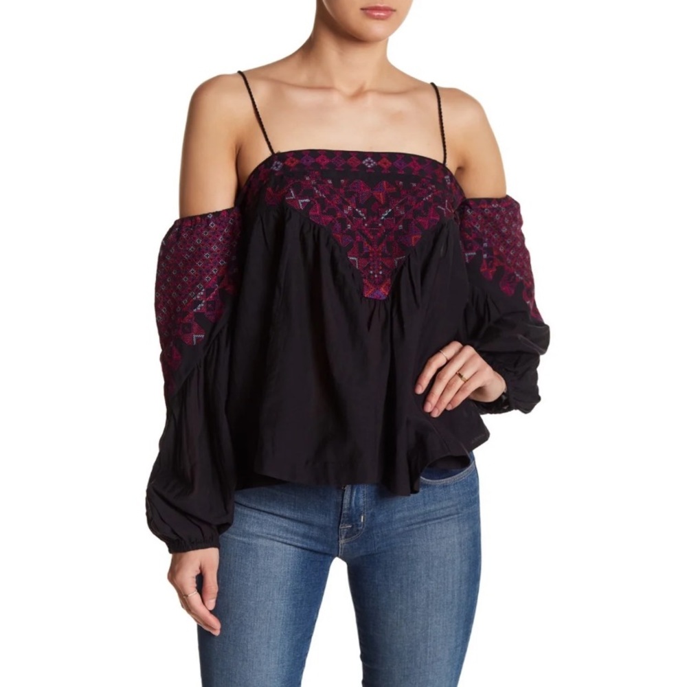 Free people vacay vibin embroidered top